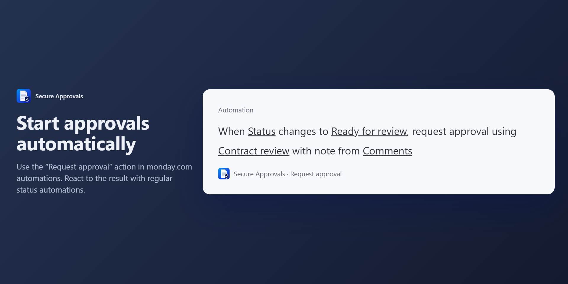 The Request approval automation sentence